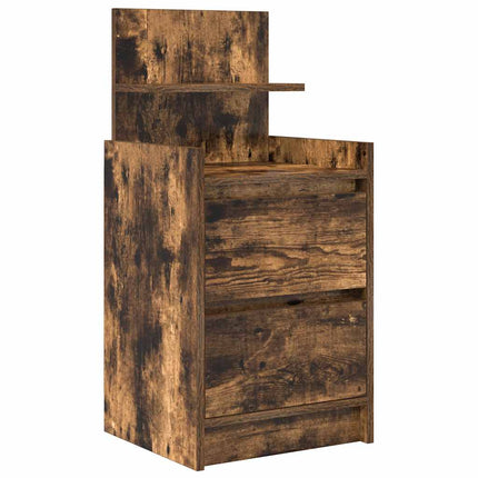 Sängbord med 2 lådor rökt ek 38x34x80 cm