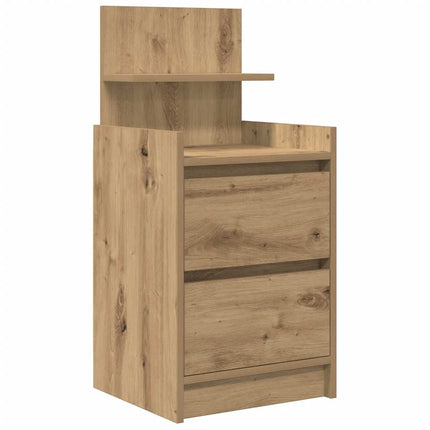 Sängbord med 2 lådor 2 st hantverksmässig ek 38x34x80 cm