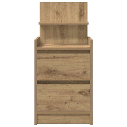 Sängbord med 2 lådor 2 st hantverksmässig ek 38x34x80 cm