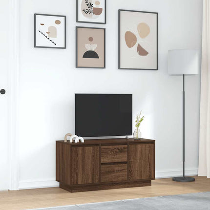 TV-bänk med LED-lampor brun ek 100x41x50 cm