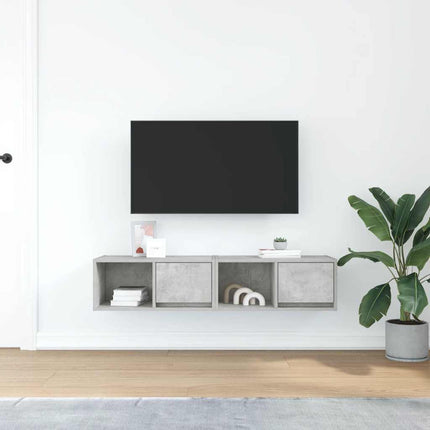 TV-bänkar 2 st betonggrå 60x31x25,5 cm konstruerat trä