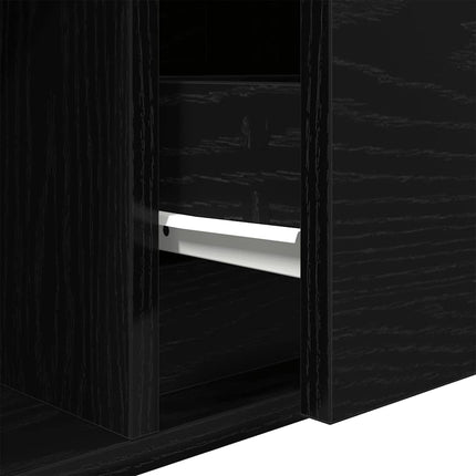 TV-bänkar 2 st svart ek 80x31x25,5 cm konstruerat trä