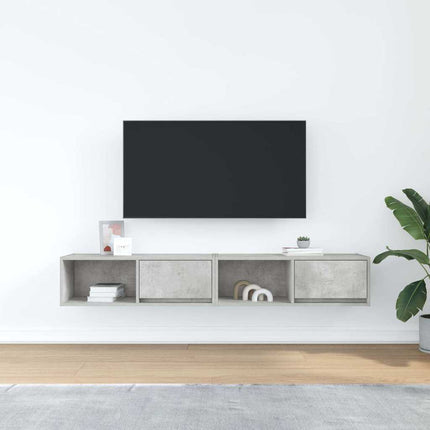 TV-bänkar 2 st betonggrå 80x31x25,5 cm konstruerat trä