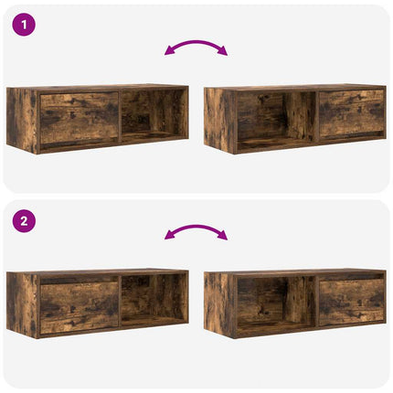 TV-bänk rökt ek 80x31x25,5 cm konstruerat trä