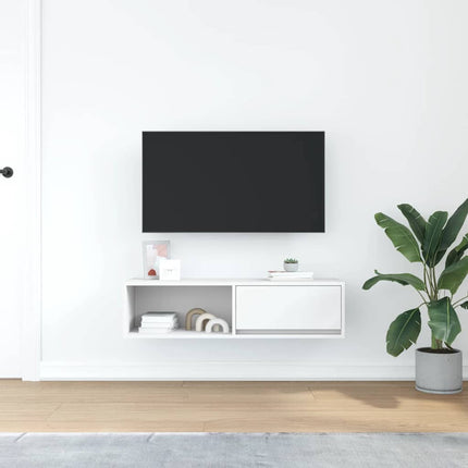 TV-bänk vit 100x31x25,5 cm konstruerat trä