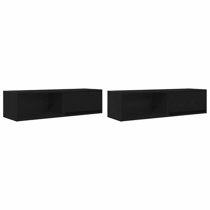 TV-bänkar 2 st svart ek 100x31x25,5 cm konstruerat trä