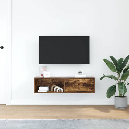 TV-bänk rökt ek 100x31x25,5 cm konstruerat trä