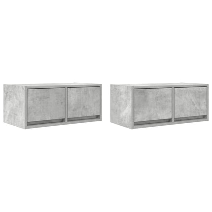 TV-bänkar 2 st betonggrå 60x31x25,5 cm konstruerat trä