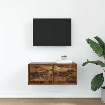 TV-bänk rökt ek 60x31x25,5 cm konstruerat trä