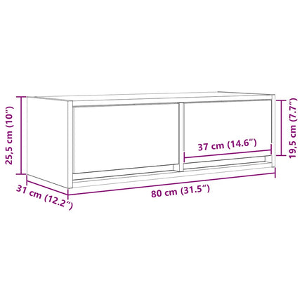 TV-bänkar 2 st, Sonoma ek, 80x31x25,5 cm konstruerat trä