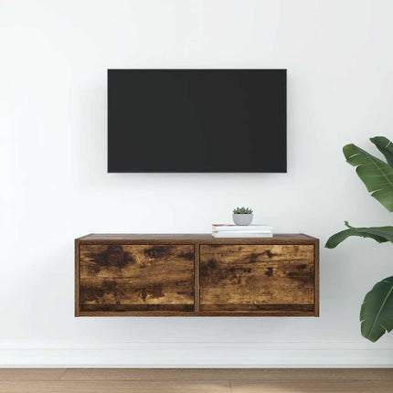 TV-bänk rökt ek 80x31x25,5 cm konstruerat trä