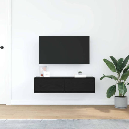 TV-skåp med låda Svart ek 100 x 31 x 25,5 cm Konstruerat trä