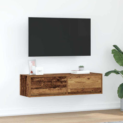 TV-skåp med låda Gammalt trä 100 x 31 x 25,5 cm Konstruerat trä