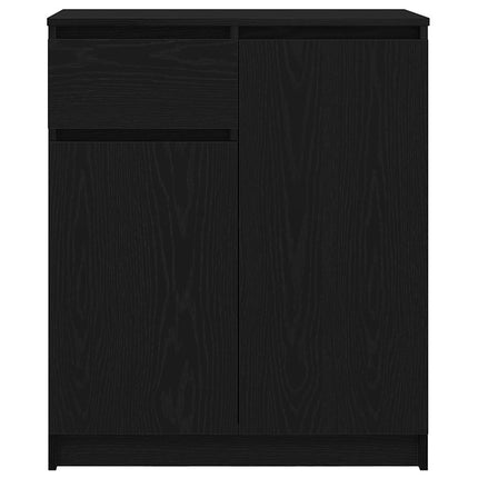 Skänk med låda svart ek 71x35x84 cm konstruerat trä