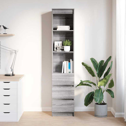 Highboard grå sonoma 37,5x35x180 cm konstruerat trä