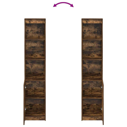 Highboard rökt ek 37,5x35x180 cm konstruerat trä