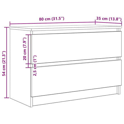 TV-bänk vit 80x35x54 cm konstruerat trä