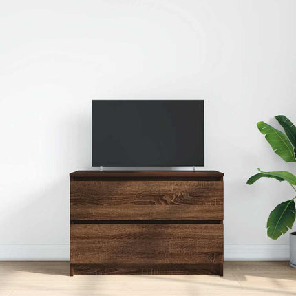TV-bänk brun ek 80x35x54 cm konstruerat trä
