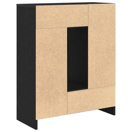 Skänk med lådor och dörrar svart ek 73x31x90 cm