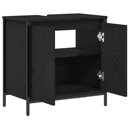 Tvättställsskåp för badrum svart 60x34,5x60 cm