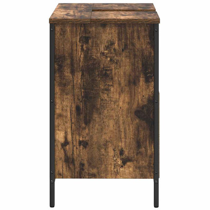 Tvättställsskåp för badrum rökfärgad ek 60x34,5x60 cm