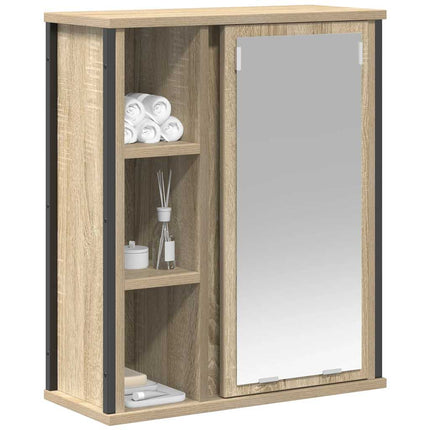 Väggskåp för badrum med spegel sonoma-ek 50x21x60 cm