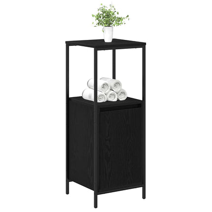 Badrumsskåp med hyllor svart ek 36x35x95 cm