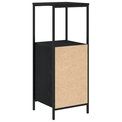 Badrumsskåp med hyllor svart ek 36x35x95 cm