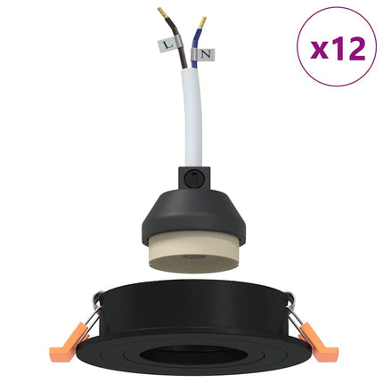 Spotlight 12 pcs Svart 9 x 9 x 2 cm Aluminium