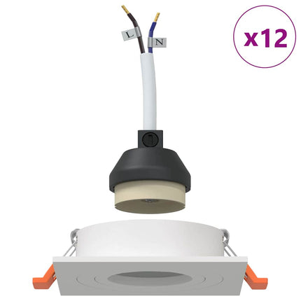 Spotlight 12 pcs Vit 9 x 9 x 2 cm Aluminium
