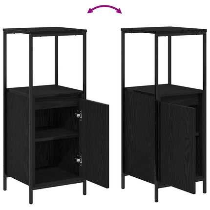 Badrumsmöbelset med hylla med dörr 5 pcs Svart Konstruerat trä