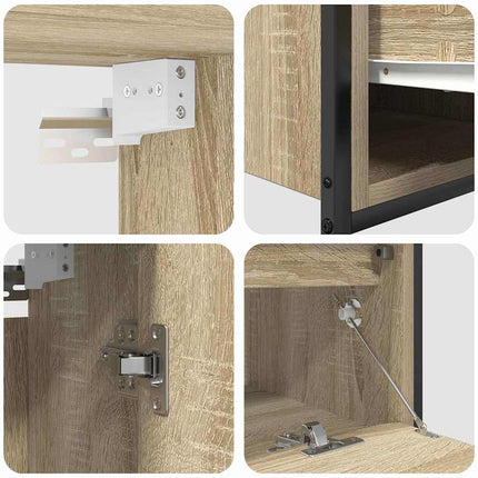 Badrumsmöbelset med hylla med dörr 5 pcs Beige Konstruerat trä