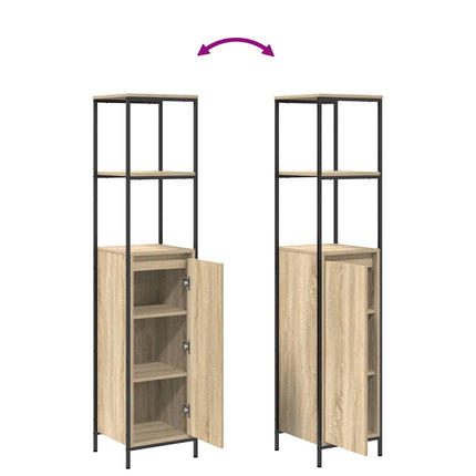 Badrumsmöbelset 2 pcs Sonoma Ek och Svart Konstruerat trä