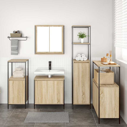 Badrumsmöbelset 5 st Sonoma Ek och Svart 36 x 35 x 165 cm
