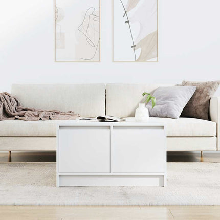 Soffbord med lådor vit 70,5x70x40 cm