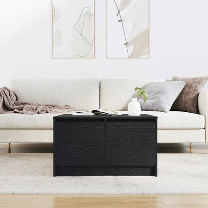 Soffbord med lådor svart ek 70,5x70x40 cm