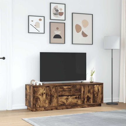 TV-bänk med LED-lampor rökt ek 160,5x41x50 cm