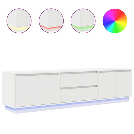 TV-bänk med LED-lampor vit 193,5x41x50 cm