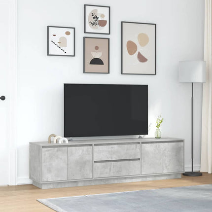 TV-bänk med LED-lampor betonggrå 193,5x41x50 cm