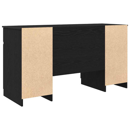 Skrivbord med låda Svart ek 140 x 49 x 76 cm Konstruerat trä