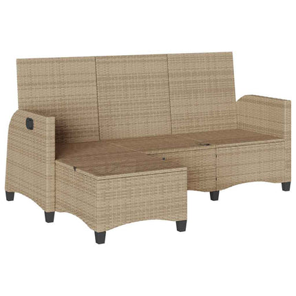 Fällbar trädgårdssoffa med dynor L-formad beige konstrotting