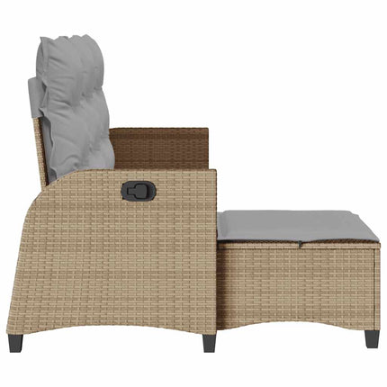 Fällbar trädgårdssoffa med dynor L-formad beige konstrotting