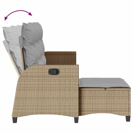 Fällbar trädgårdssoffa med dynor L-formad beige konstrotting