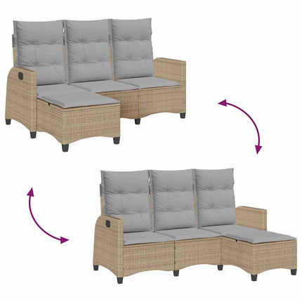 Fällbar trädgårdssoffa med dynor L-formad beige konstrotting