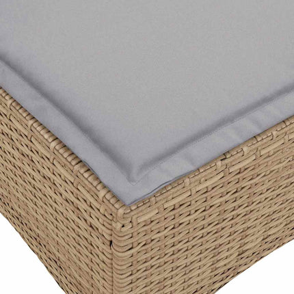 Fällbar trädgårdssoffa med dynor L-formad beige konstrotting