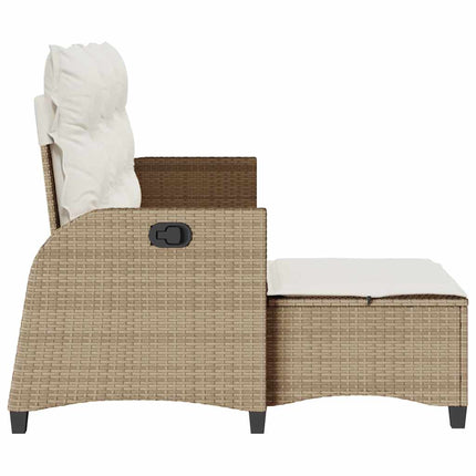 Fällbar trädgårdssoffa med dynor L-formad beige konstrotting
