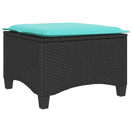 Trädgårdspallar med dynor 2 st svart 55x55x36 cm konstrotting
