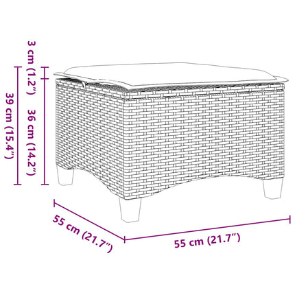 Trädgårdspallar med dynor 2 st svart 55x55x36 cm konstrotting