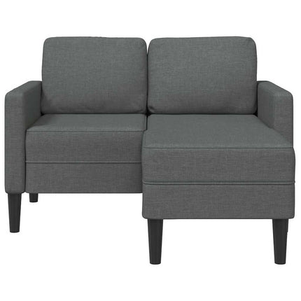 2-sitssoffa med schäslong L-formad mörkgrå 125 cm tyg