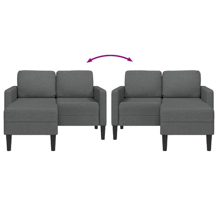 2-sitssoffa med schäslong L-formad mörkgrå 125 cm tyg